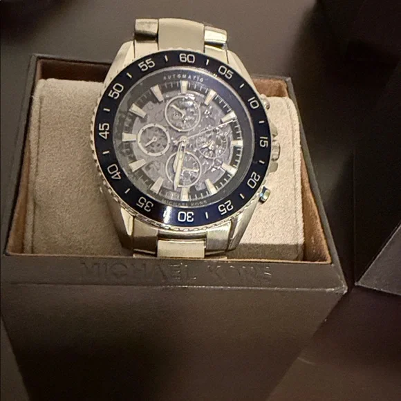 Brand New Michael Kors Silver and Dark Blue Chronograph Watch - Picture 3 of 4